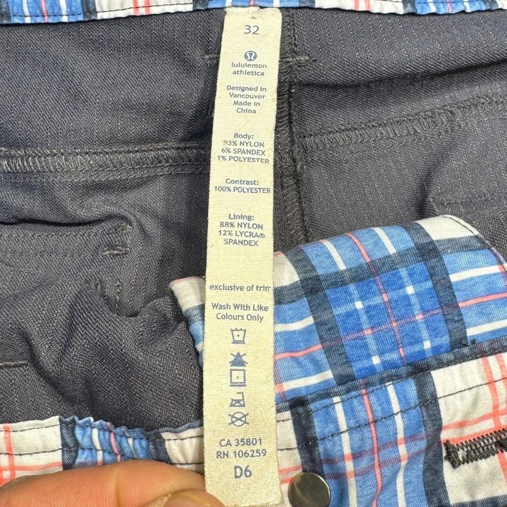 Lululemon‎ Cadence Commute Shorts Mens Size 32 Gray Pinstripe Cargo Utility Golf